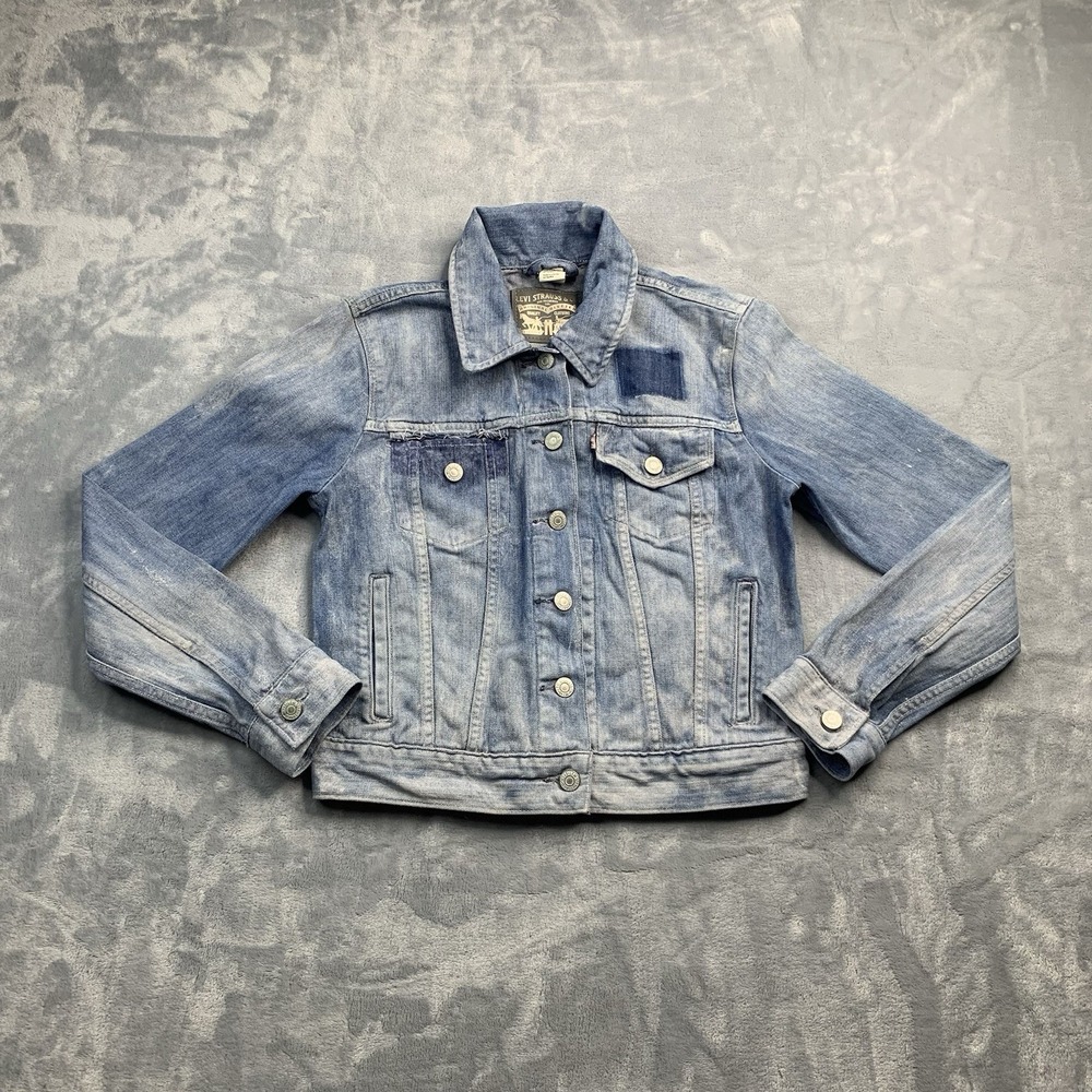 Levi's Jean Jacket Women's Small Light Denim Bleach Acid Distressed‎